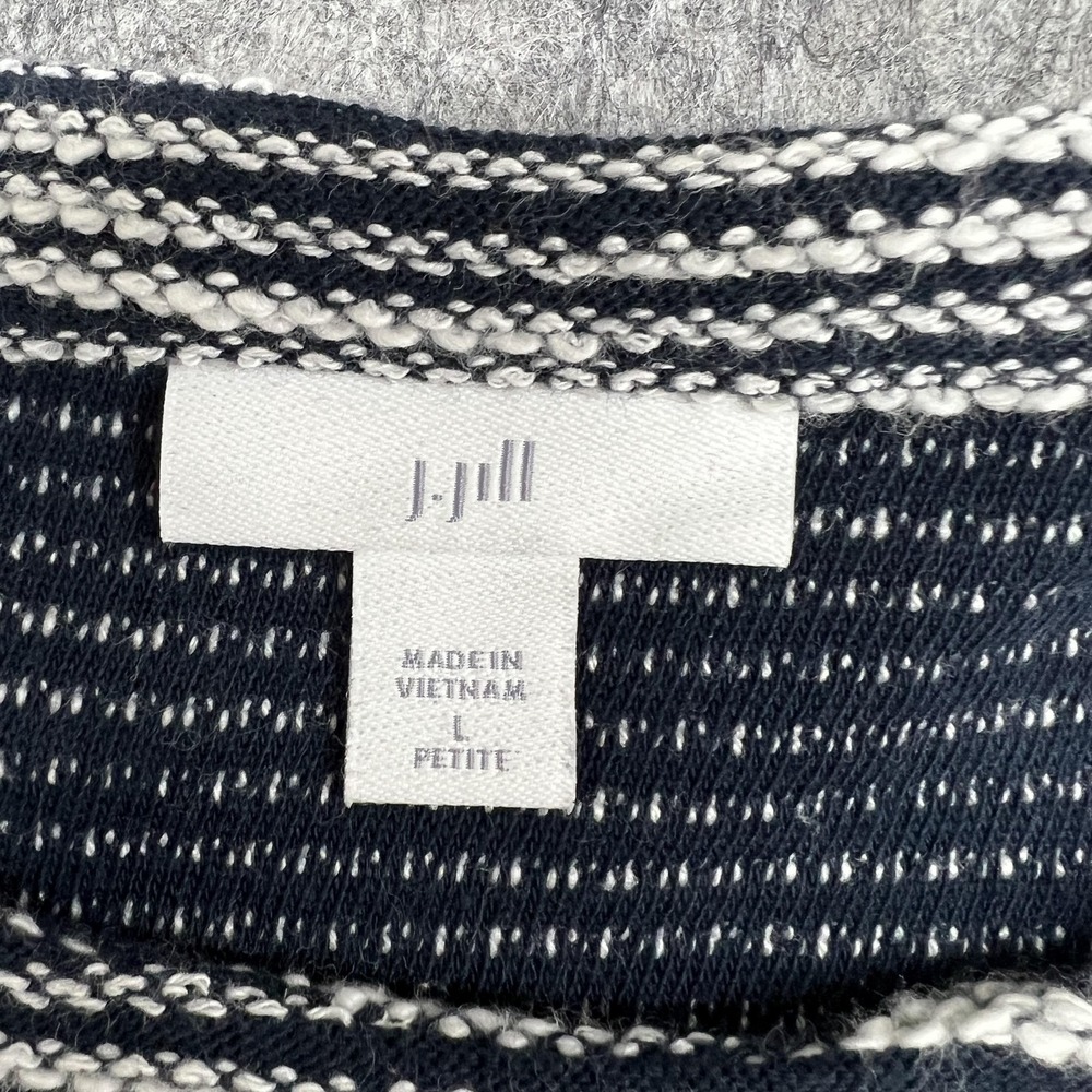J Jill Sweater Womens Petite Large Blue Stripe Knit Crewneck Pullover Top Preppy - Picture 3 of 15